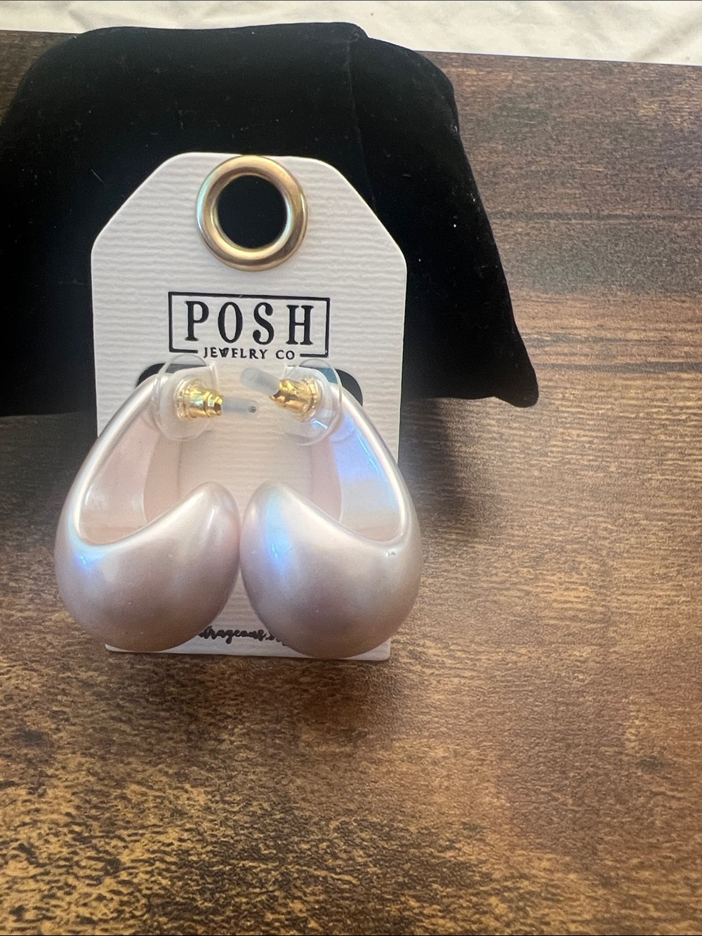 Posh Iridescent Pearl-Effect Heart Hoop Earrings